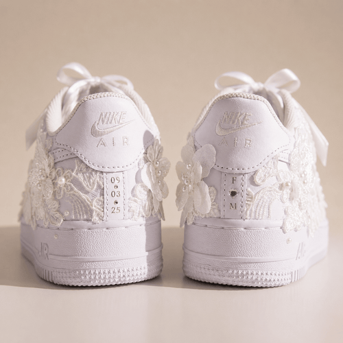 Personalized Floral Lace Initials & Wedding Date Bridal Sneaker