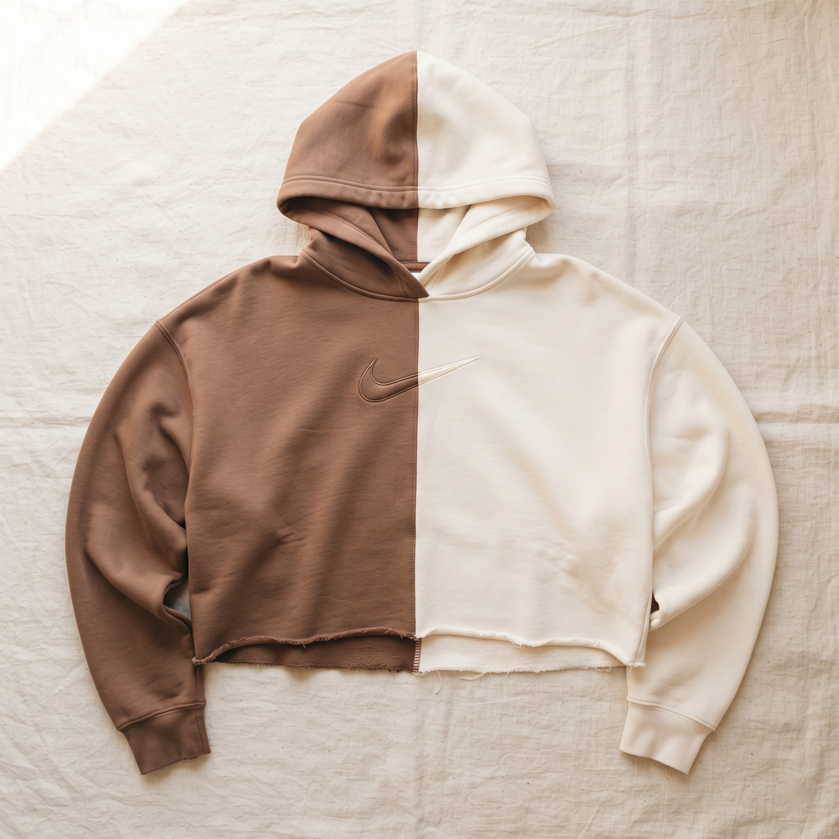 Cocoa Marshmallow Split Cropped Nike Hoodie