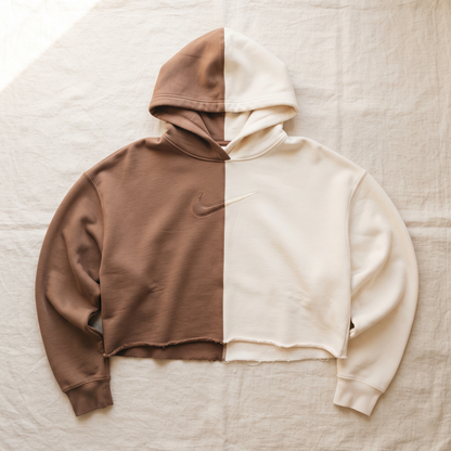 Cocoa Marshmallow Split Cropped Nike Hoodie