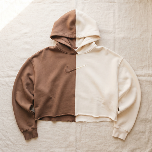 Cocoa Marshmallow Split Cropped Nike Hoodie