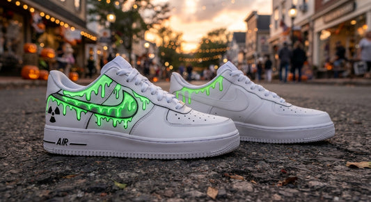 Custom Sneaker Halloween Toxic Slime Drip - front view