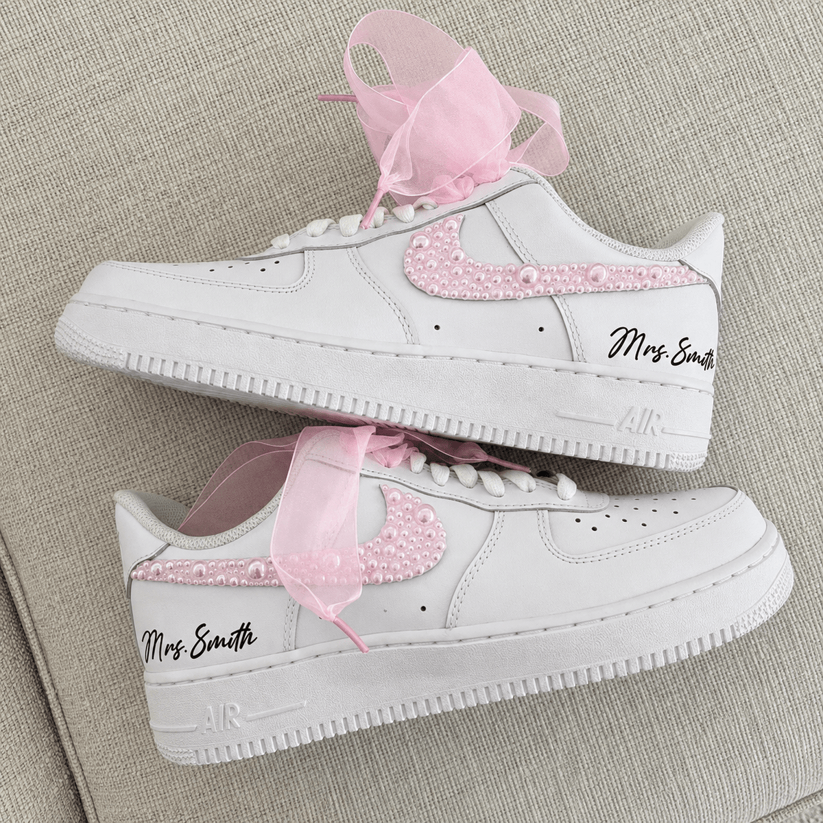 Personalized Blush Pink Pearl Bridal Custom Sneaker