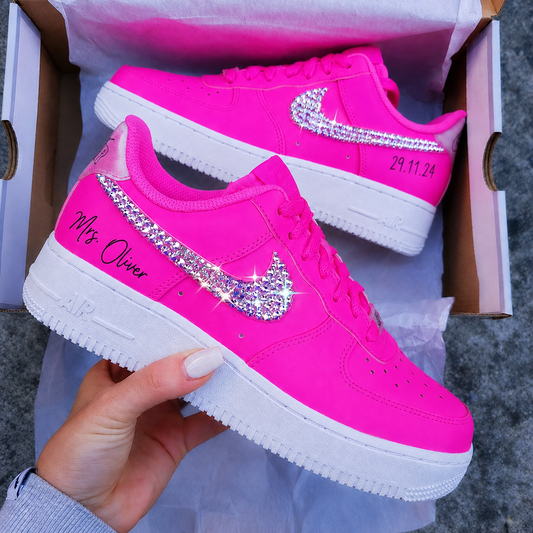 Personalized Hot Pink Crystal Bridal Custom Sneaker