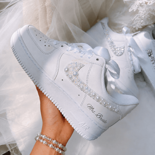 Personalized Pearl & Crystal Bridal Custom Sneaker
