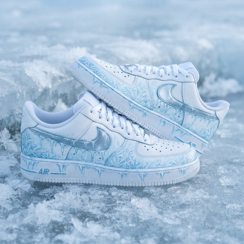 Custom Sneaker Christmas Ice Frostbite - front view