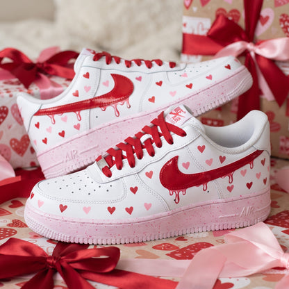 Custom Sneaker Christmas Holiday Hearts - front view