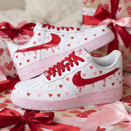 Custom Sneaker Christmas Holiday Hearts - front view