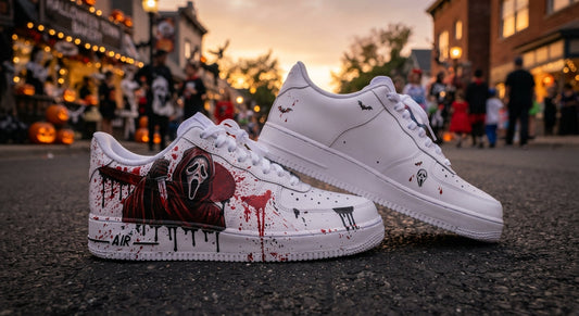 Custom Sneaker Halloween Ghostface Slasher - front view