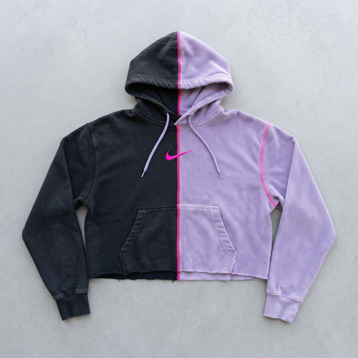 Twilight Velvet Spliced Cropped Nike Hoodie