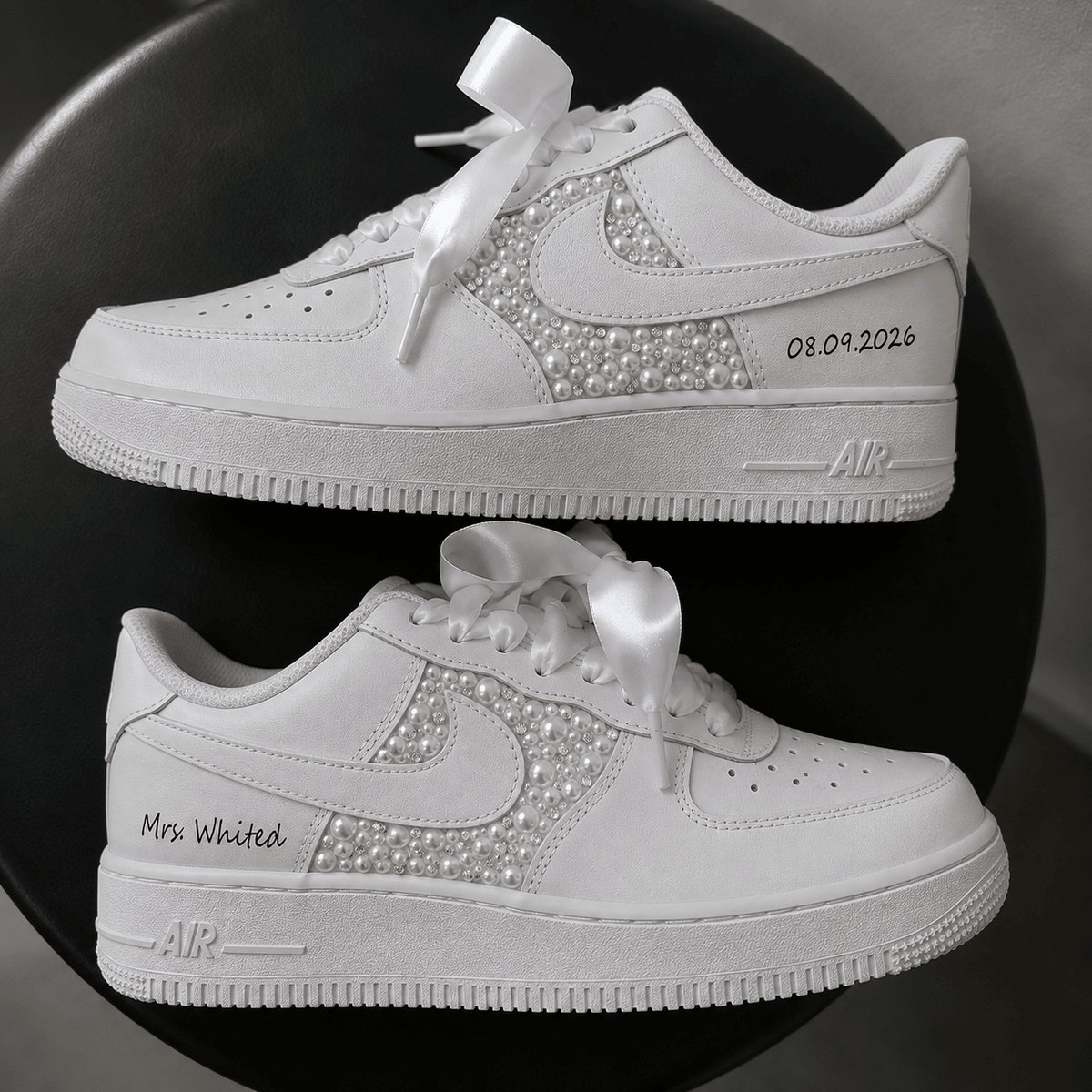 Personalized Side Panel Pearl & Crystal Bridal Custom Sneaker