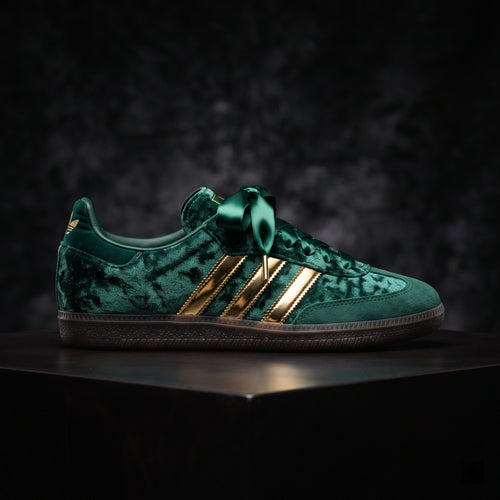 Custom Sneaker Emerald Velvet & Gilded Gold