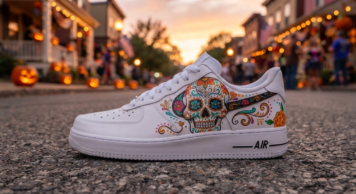 Custom Sneaker Day Of The Dead Sugar Skull - side profile