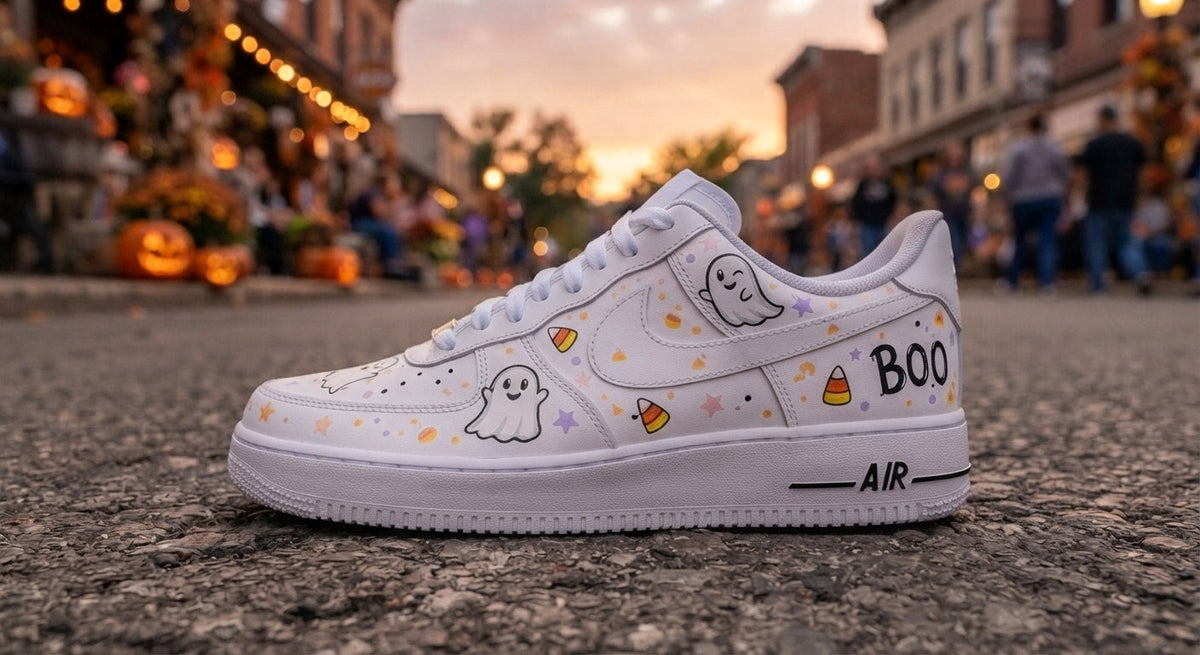 Custom Sneaker Halloween Cute Ghost Boo - side profile