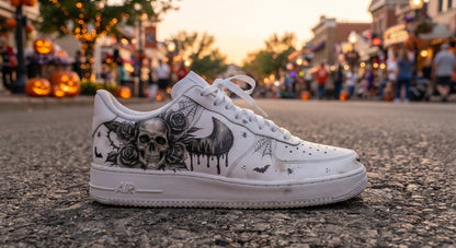 Custom Sneaker Halloween Haunted Rose Skull - side profile
