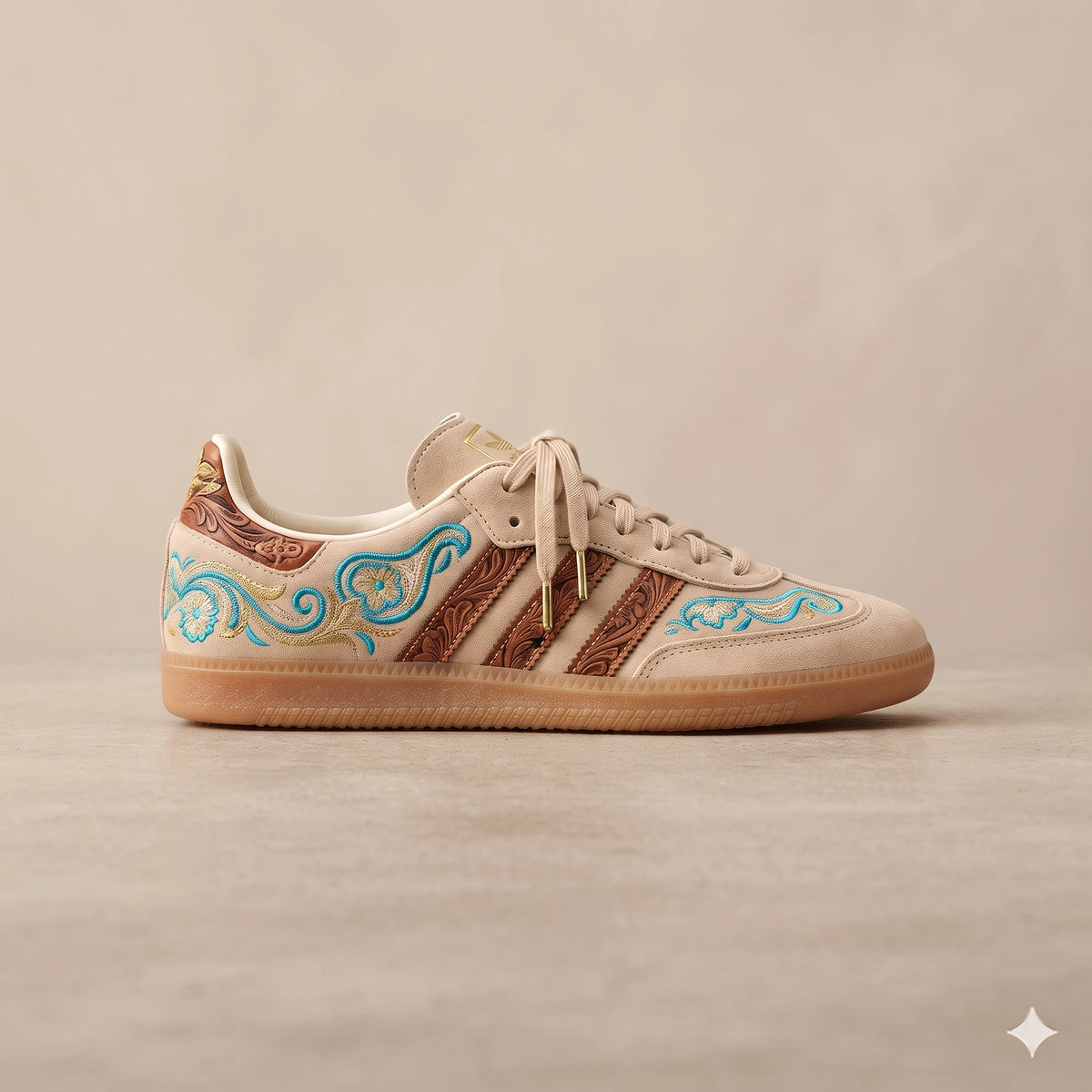 Custom Sneaker Desert Turquoise & Western Boot Stitch