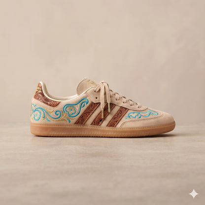 Custom Sneaker Desert Turquoise & Western Boot Stitch