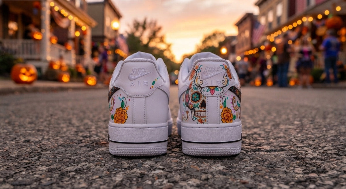 Custom Sneaker Day Of The Dead Sugar Skull - heel back