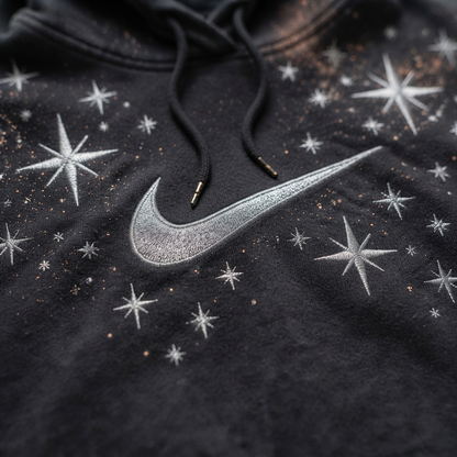 Starry Night Bleach-Galaxy Cropped Nike Hoodie