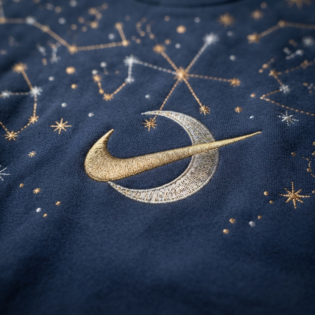 Celestial Solstice Embroidered Nike Crewneck