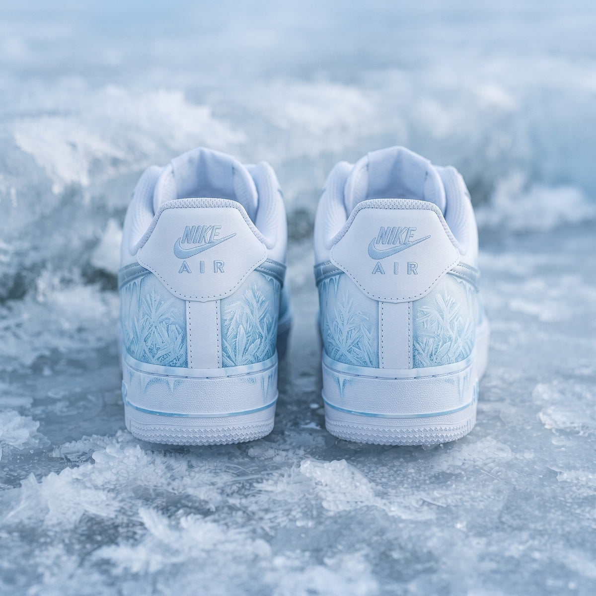 Custom Sneaker Christmas Ice Frostbite - heel back