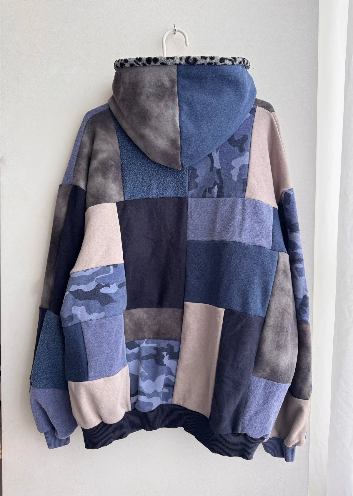 Blue camo patchwork hoodie