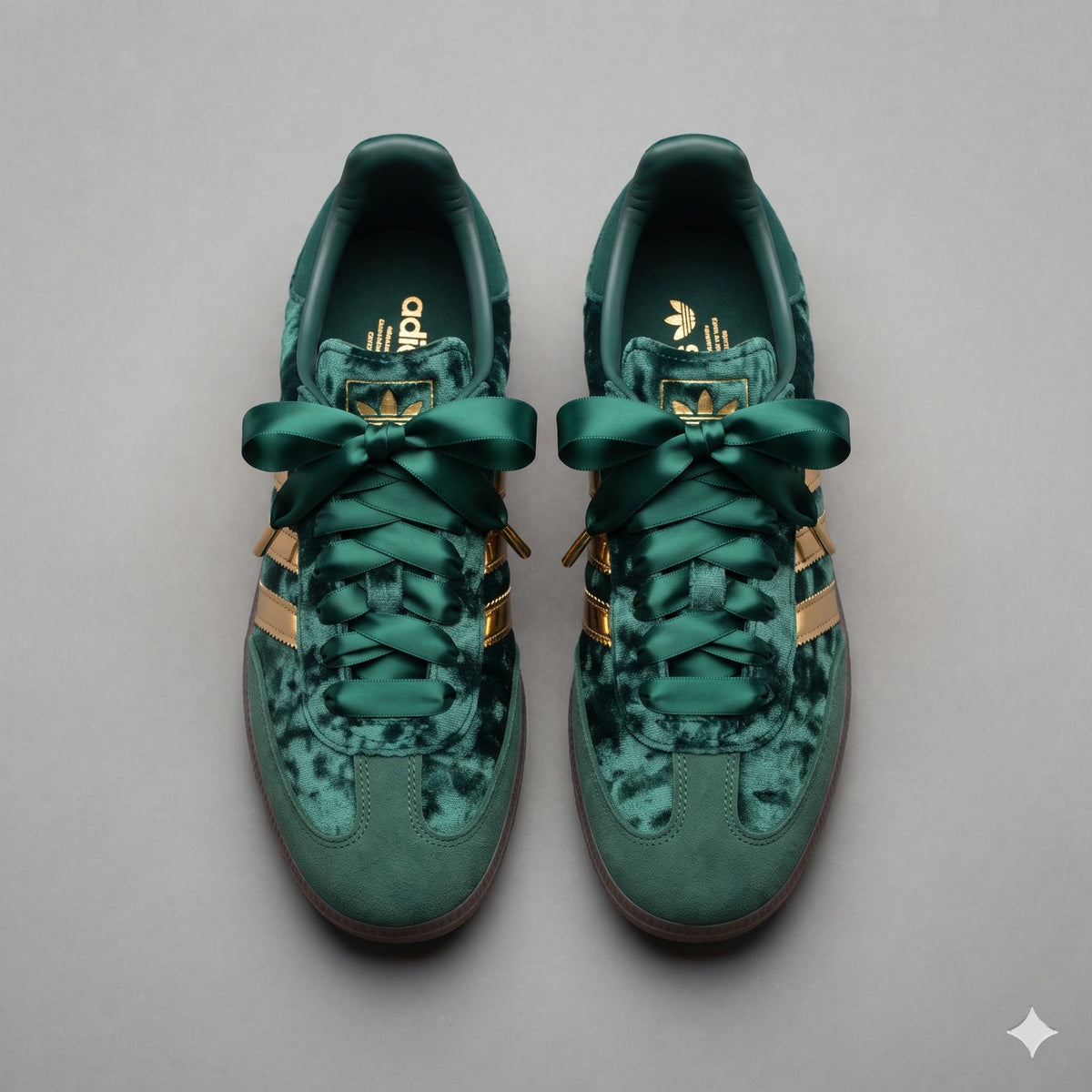 Custom Sneaker Emerald Velvet & Gilded Gold
