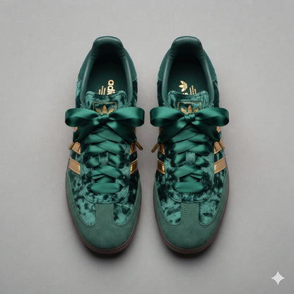 Custom Sneaker Emerald Velvet & Gilded Gold