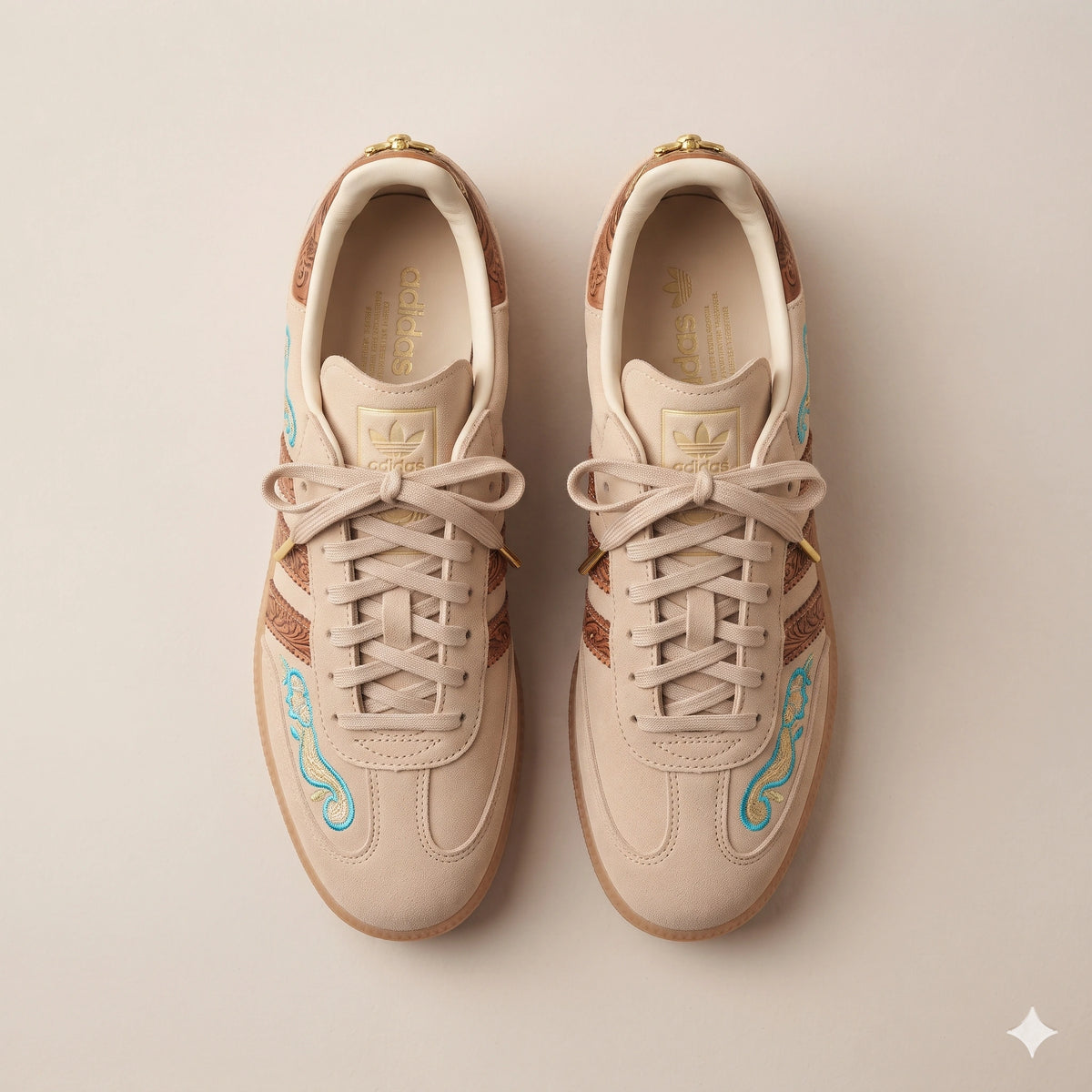 Custom Sneaker Desert Turquoise & Western Boot Stitch