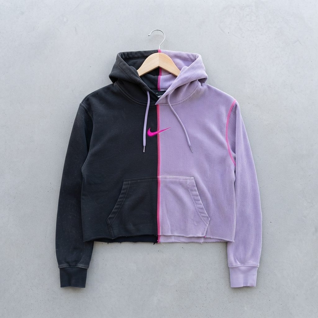 Twilight Velvet Spliced Cropped Nike Hoodie