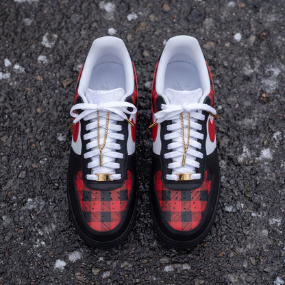 Custom Sneaker Christmas Buffalo Plaid - top down