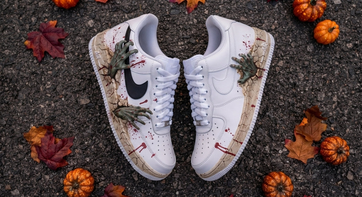 Custom Sneaker Halloween Zombie Hands - top down