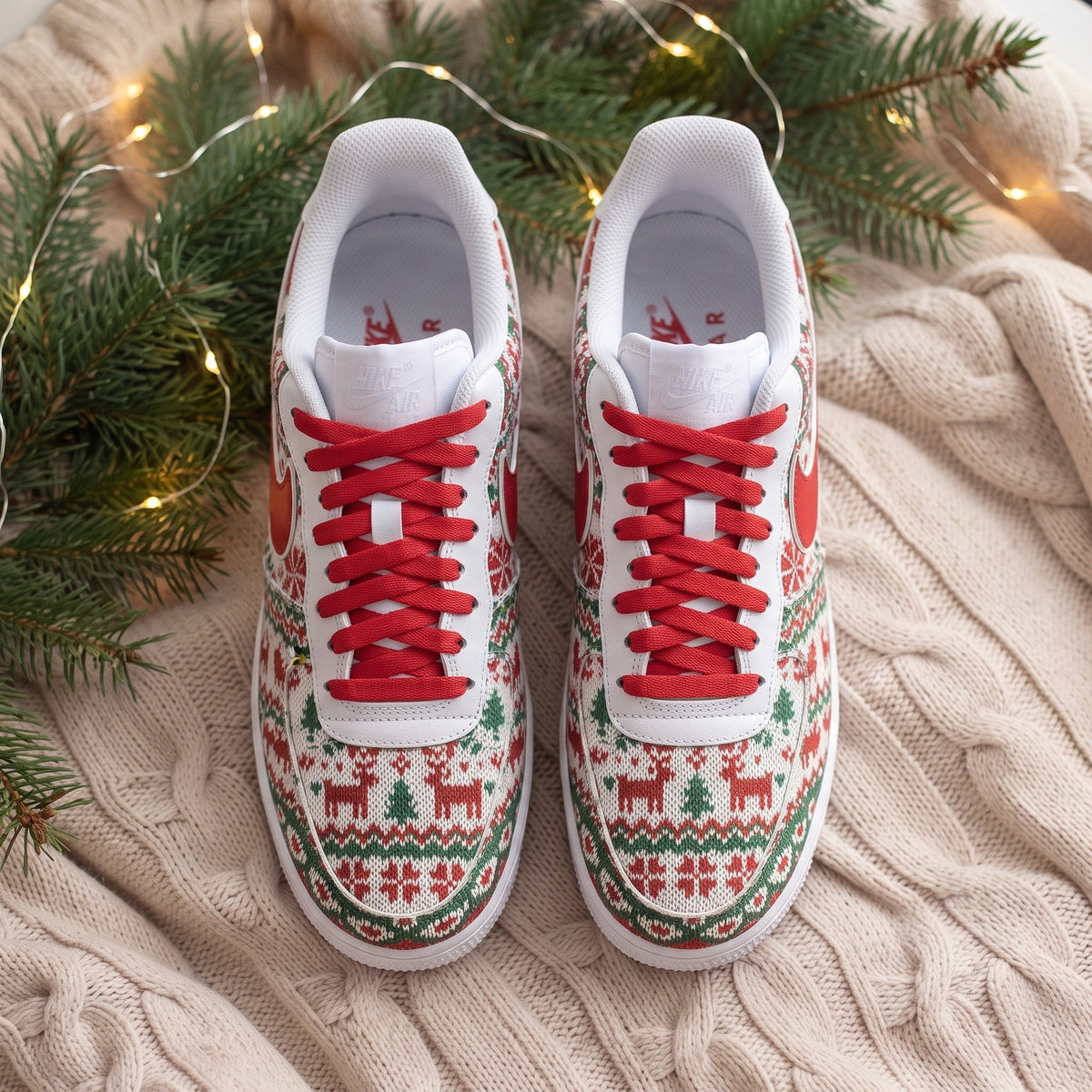Custom Sneaker Christmas Ugly Sweater - top down