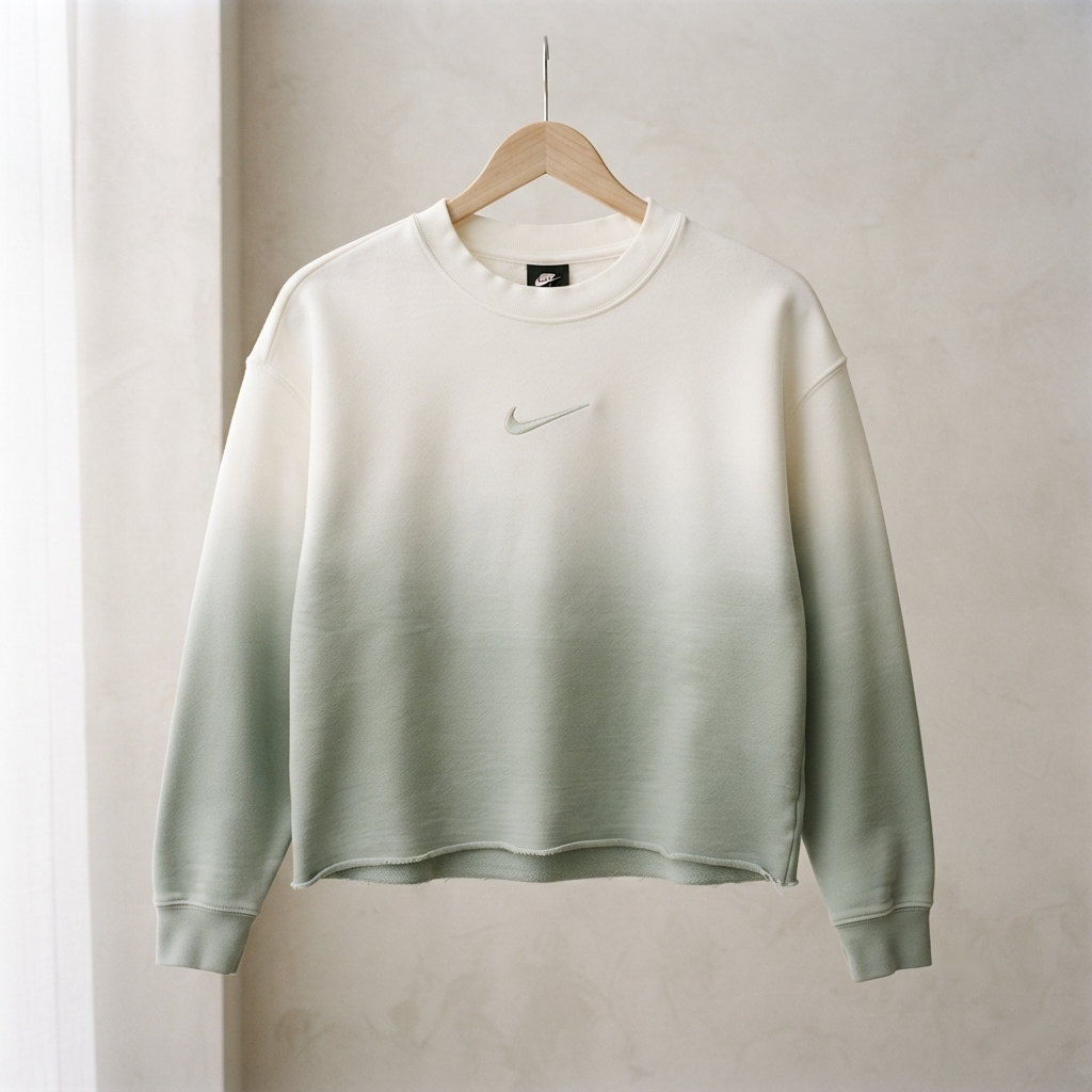 Sage Whisper Hand-Dipped Cropped Nike Crew