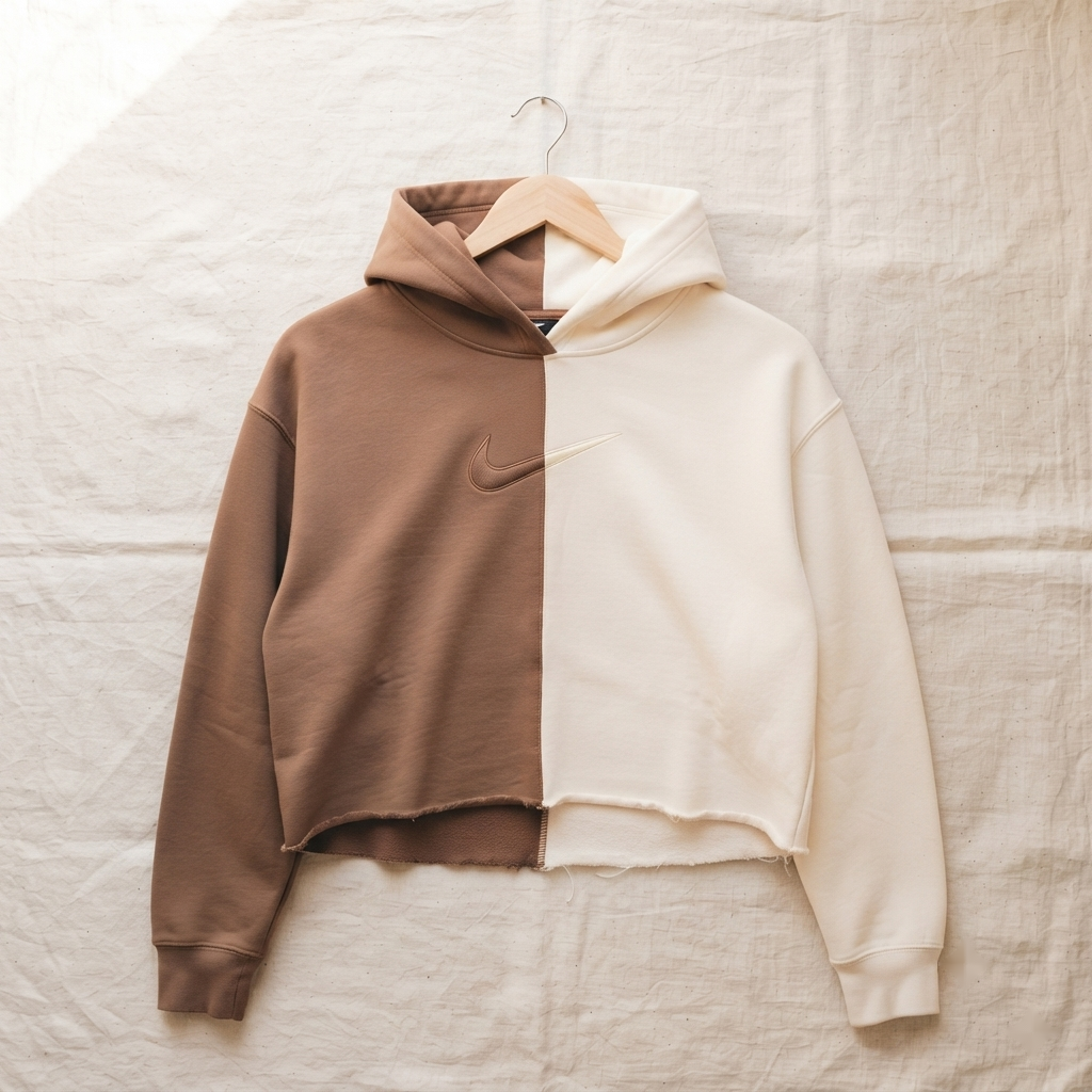 Cocoa Marshmallow Split Cropped Nike Hoodie