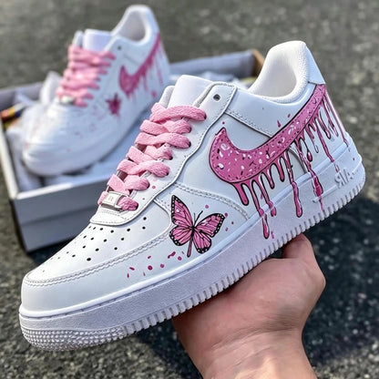 Custom Sneaker Pink Drip & Butterfly