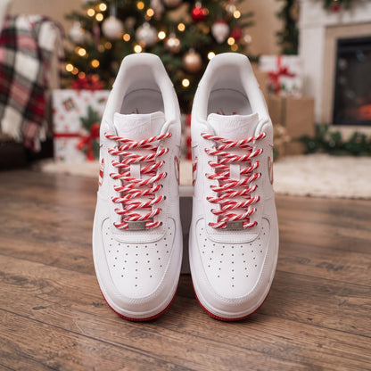 Custom Sneaker Christmas Candy Cane Drip - top down