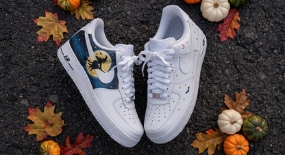Custom Sneaker Halloween Witch Full Moon - top down