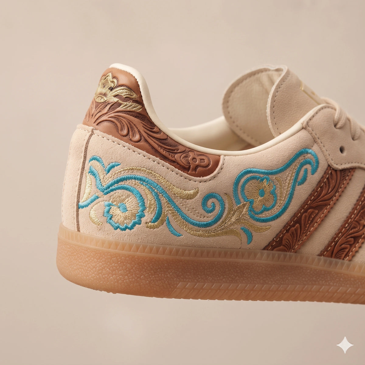 Custom Sneaker Desert Turquoise & Western Boot Stitch