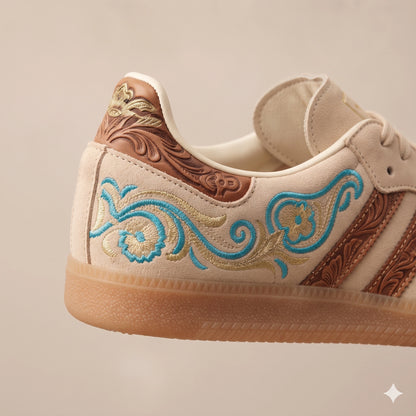 Custom Sneaker Desert Turquoise & Western Boot Stitch