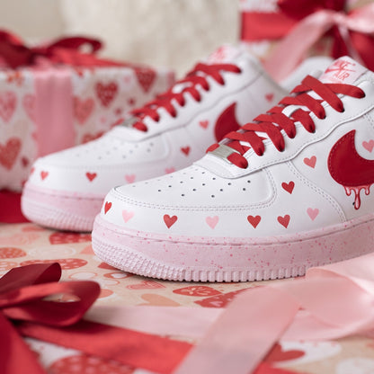 Custom Sneaker Christmas Holiday Hearts - front toe
