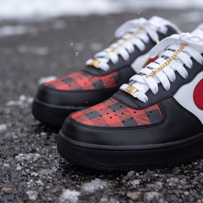 Custom Sneaker Christmas Buffalo Plaid - front toe
