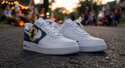 Custom Sneaker Halloween Witch Full Moon - front toe