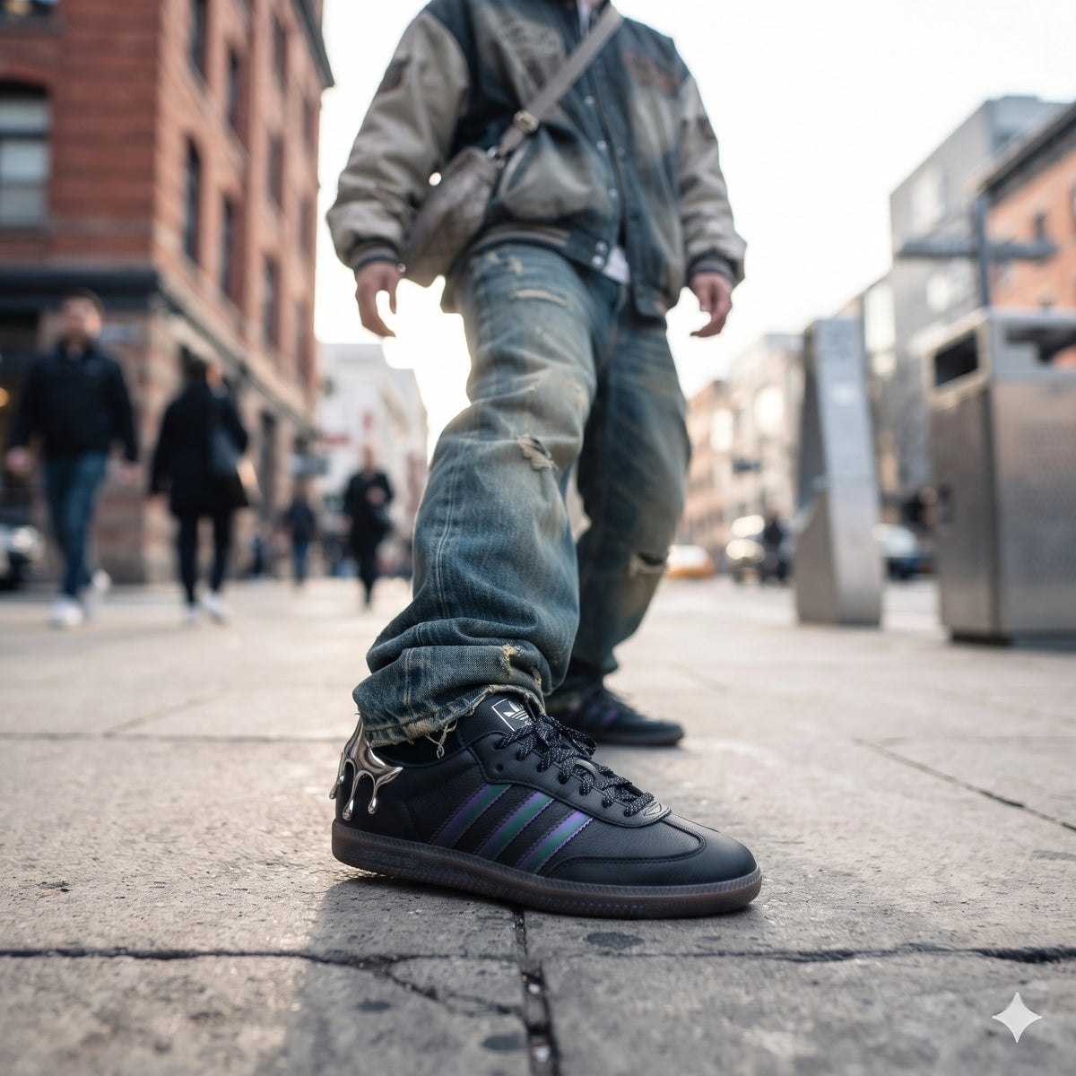 Custom Sneaker Cyberpunk Oil-Slick & Liquid Mercury