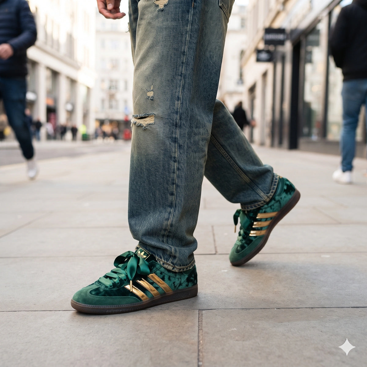 Custom Sneaker Emerald Velvet & Gilded Gold