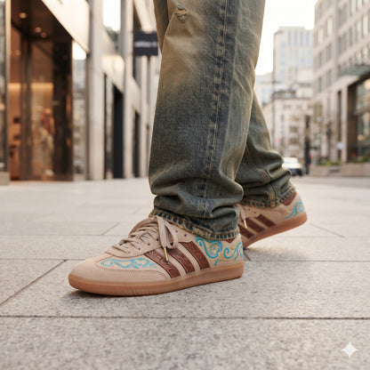 Custom Sneaker Desert Turquoise & Western Boot Stitch