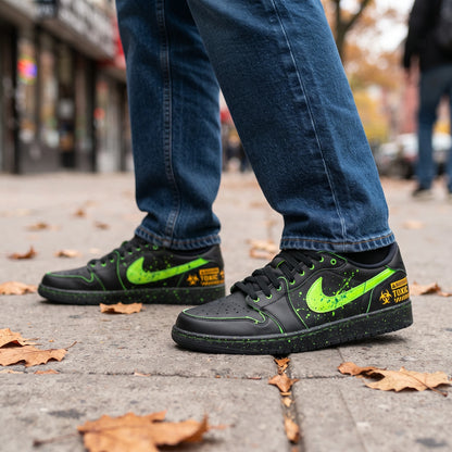 Custom Sneaker Biohazard Cyberpunk Toxic Green