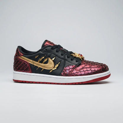 Custom Sneaker Crimson Dragon Scales & Claw Scratch