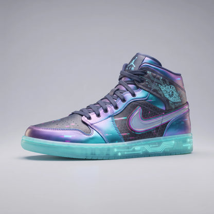 Custom Sneaker Cyberpunk Night City Neon Glitch Mids