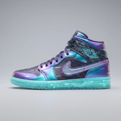 Custom Sneaker Cyberpunk Night City Neon Glitch Mids