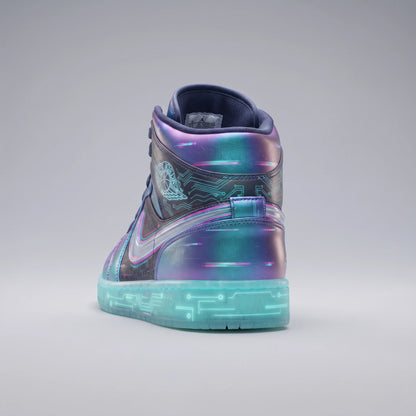 Custom Sneaker Cyberpunk Night City Neon Glitch Mids